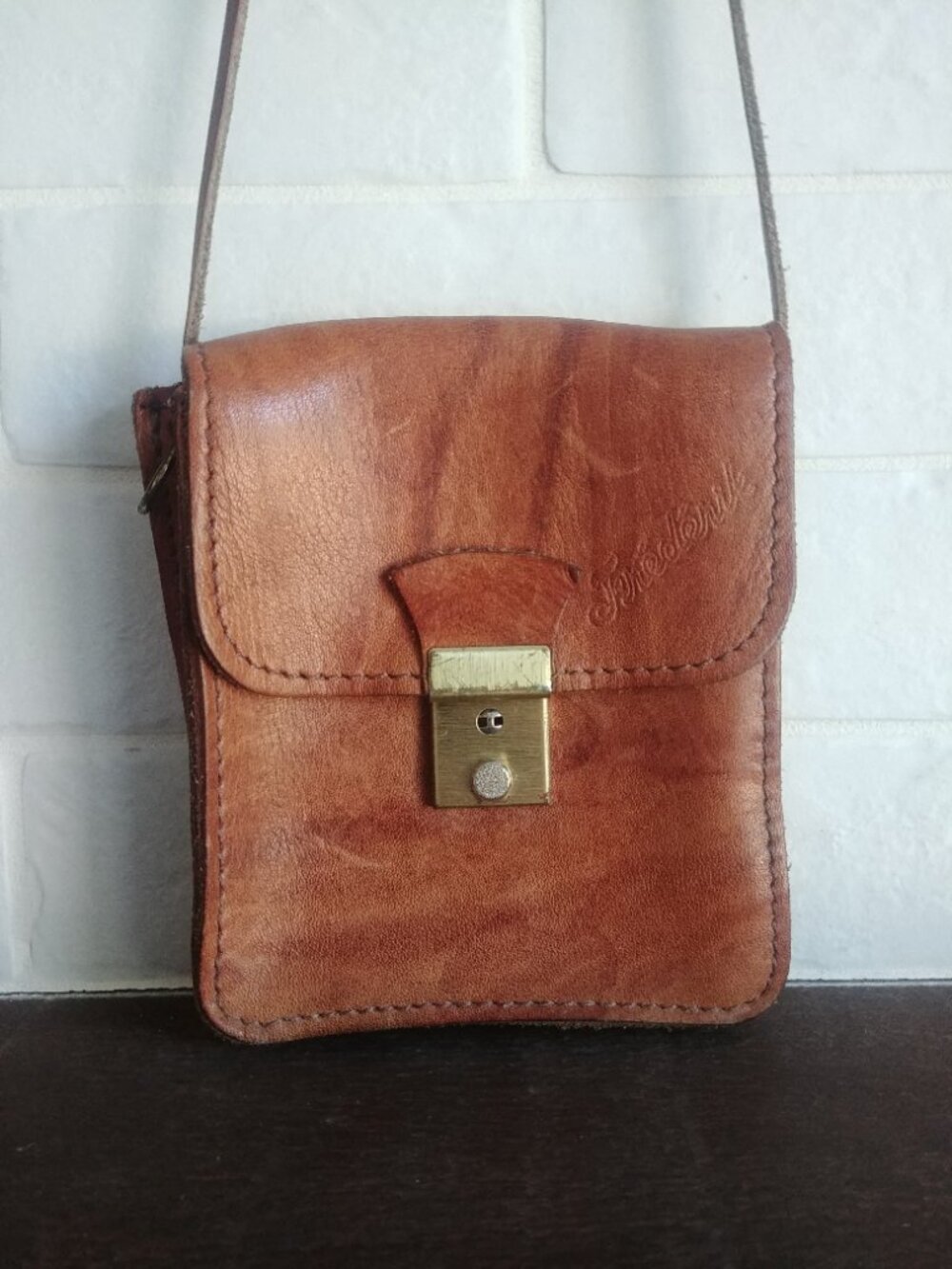 Vintage Frederik brown leather small mini crossbody bag purse